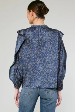 Current Air Floral Constellation Blouse NAVY Discount