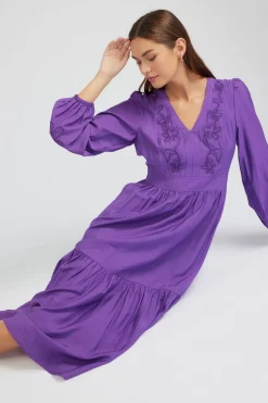 Current Air Floral Embroidered Maxi Dress PLUM Sale