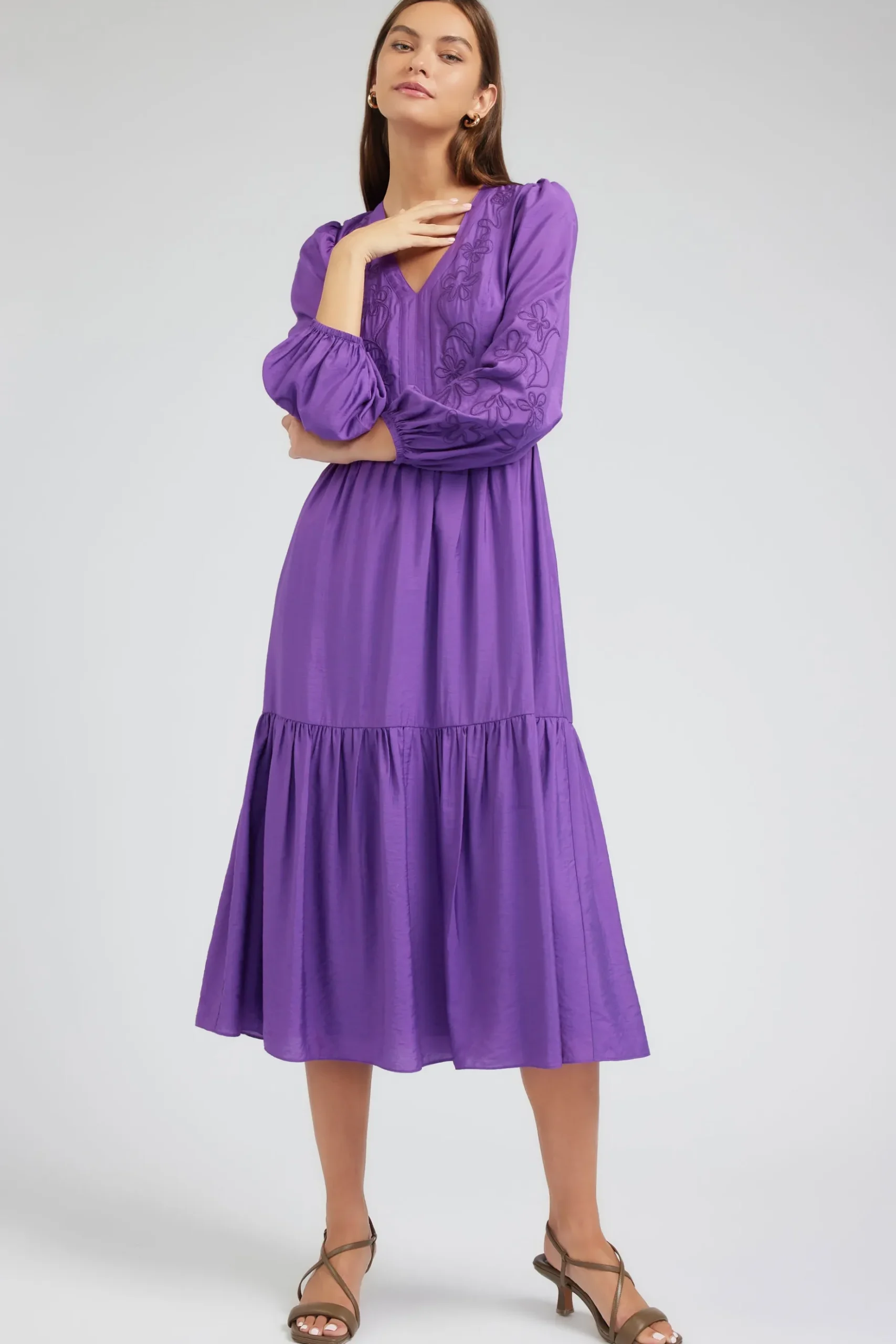 Current Air Floral Embroidered Maxi Dress PLUM Sale