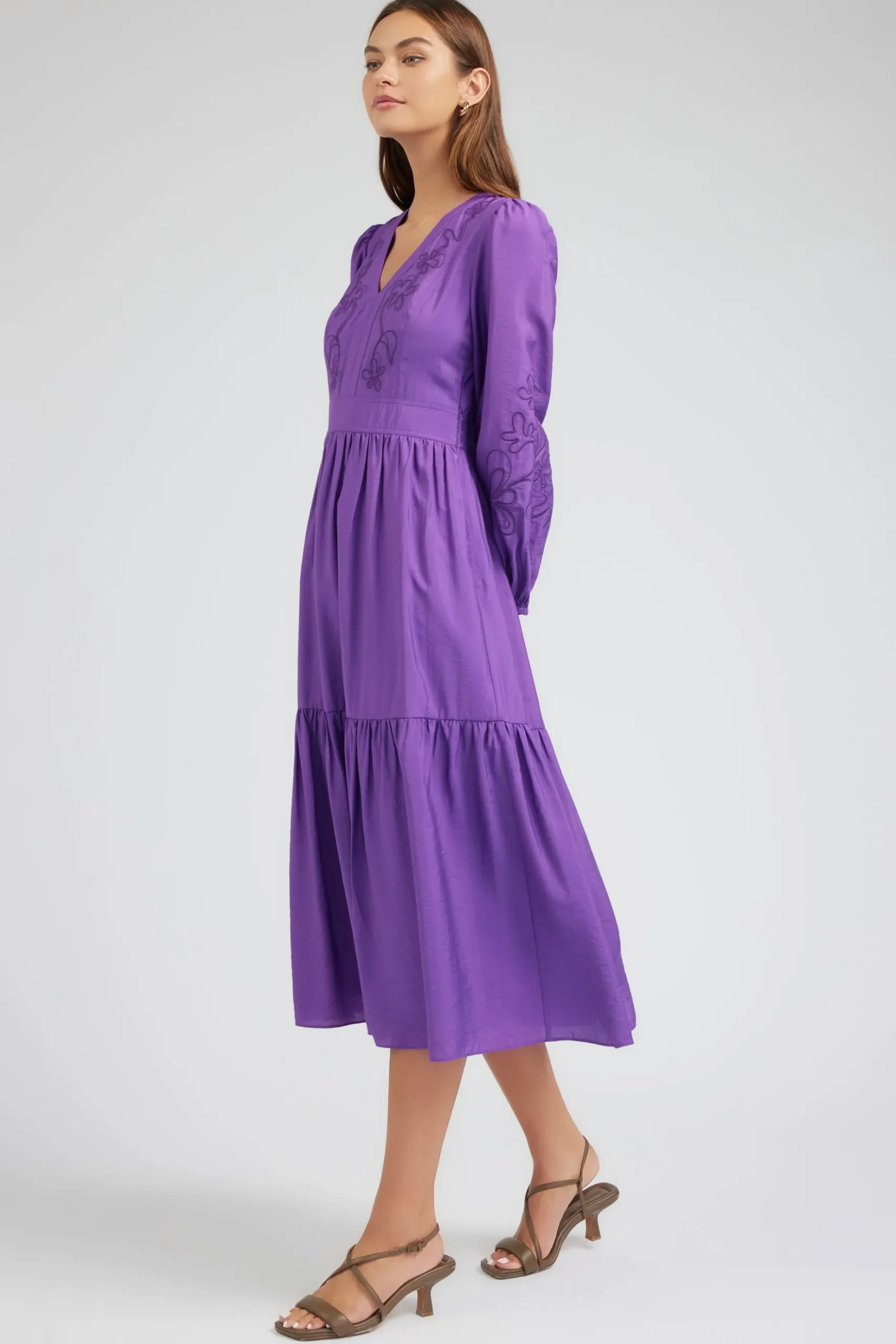 Current Air Floral Embroidered Maxi Dress PLUM Sale