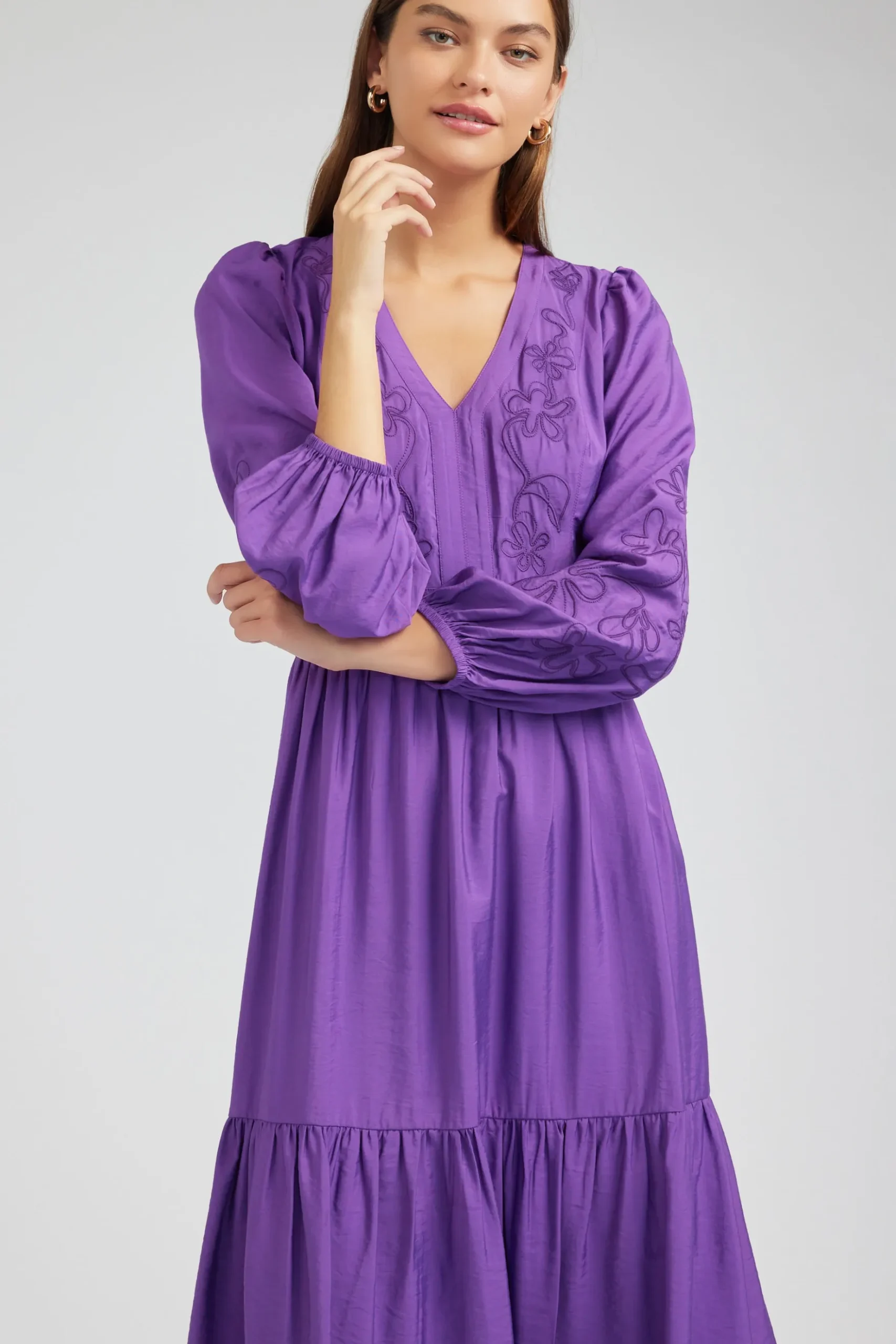 Current Air Floral Embroidered Maxi Dress PLUM Sale