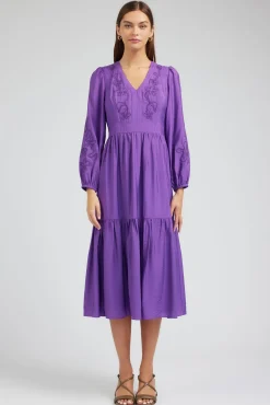 Current Air Floral Embroidered Maxi Dress PLUM Sale