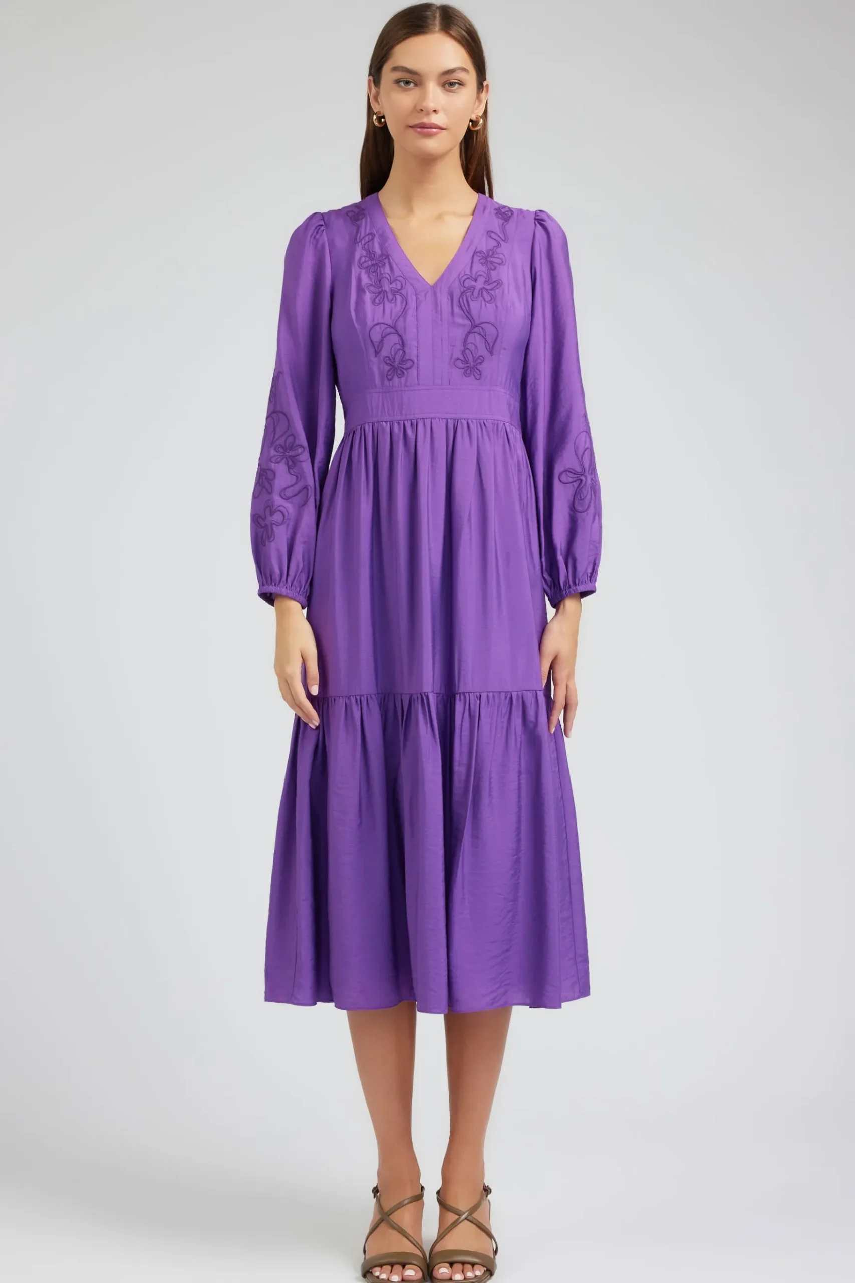 Current Air Floral Embroidered Maxi Dress PLUM Sale