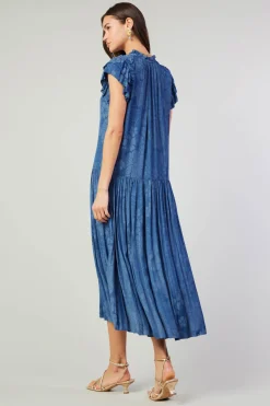 Current Air Floral Jacquard Maxi Dress PARISIANBLUE New
