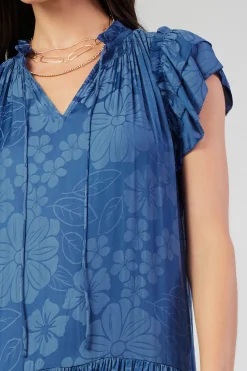 Current Air Floral Jacquard Maxi Dress PARISIANBLUE New