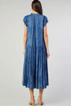 Current Air Floral Jacquard Maxi Dress PARISIANBLUE New