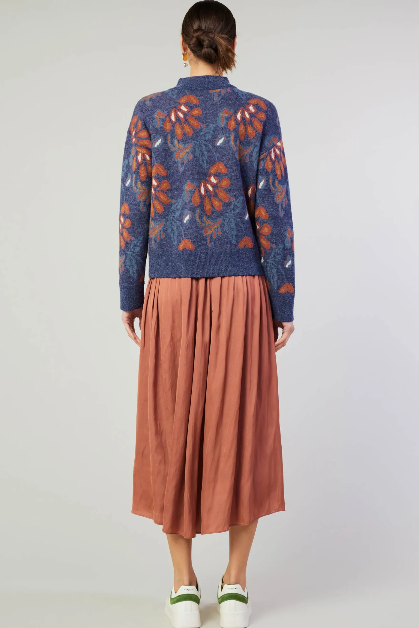 Current Air Floral Jacquard Zip Sweater DENIMBLUE Outlet