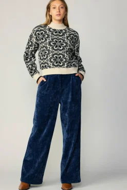 Current Air Floral Mock Neck Sweater BLACK Discount