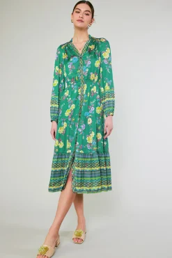 Current Air Floral Motif Buttondown Dress GREENFLORALMLT Clearance