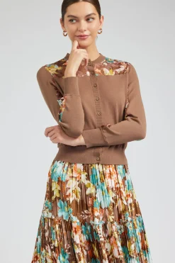 Current Air Floral Motif Cardigan BROWNMLT Outlet