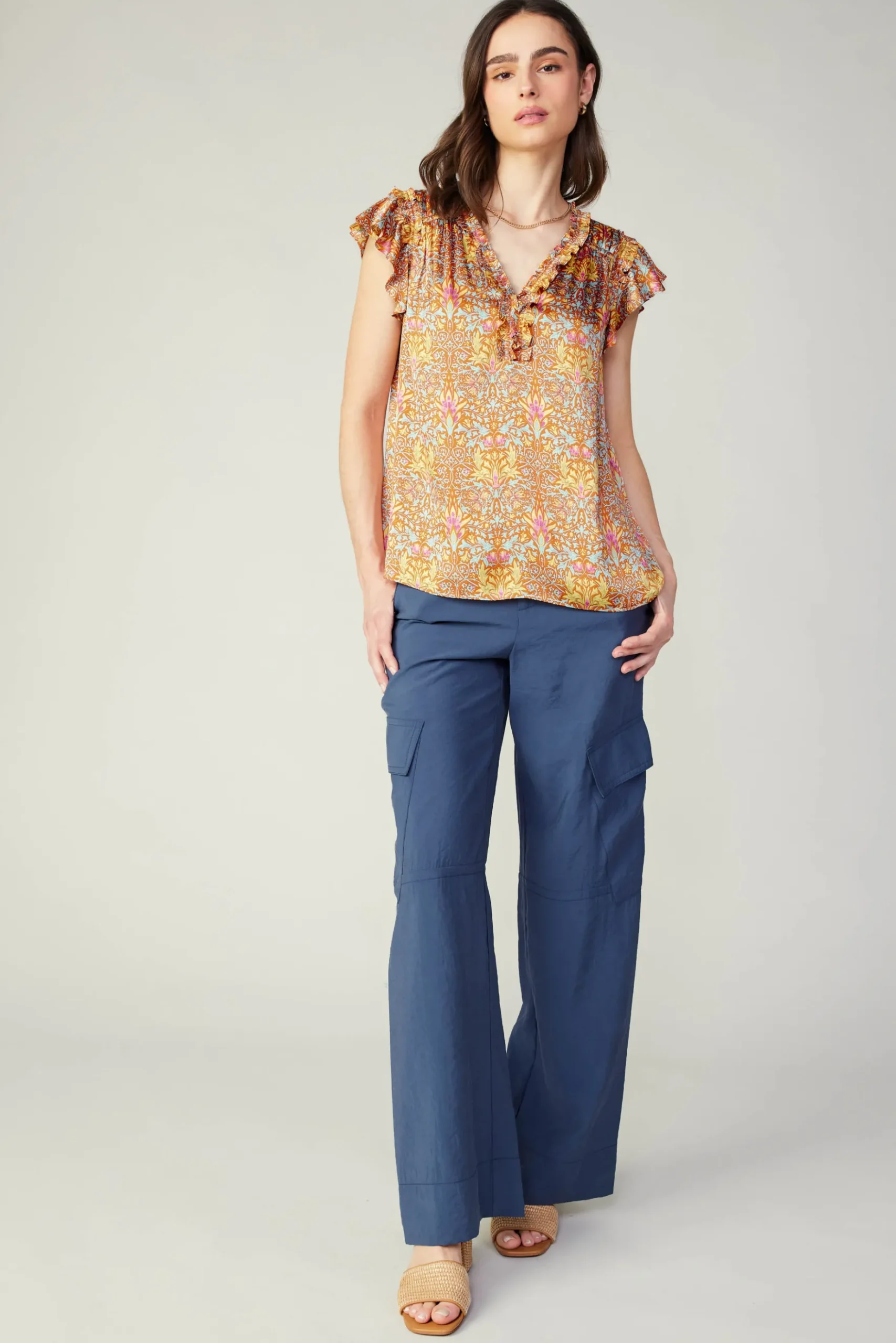Current Air Floral Nouveau Blouse ORANGEMLT Hot