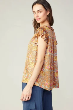 Current Air Floral Nouveau Blouse ORANGEMLT Hot