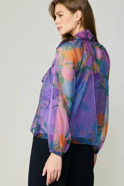 Current Air Floral Organza Blouse PURPLE Hot