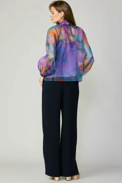 Current Air Floral Organza Blouse PURPLE Hot