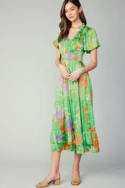 Current Air Floral Pattern Maxi Dress FLORALGREEN Sale