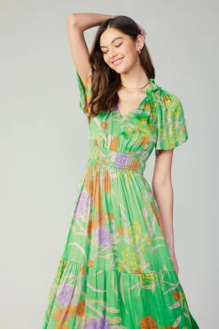 Current Air Floral Pattern Maxi Dress FLORALGREEN Sale