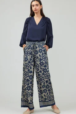 Current Air Floral Patterned Pull On Pants BLUEMLT Best