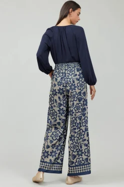 Current Air Floral Patterned Pull On Pants BLUEMLT Best