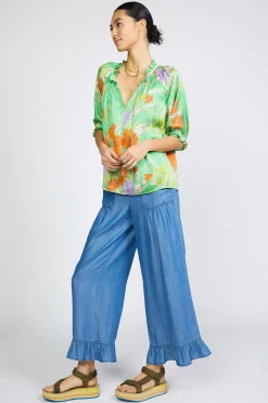 Current Air Floral Split Neck Blouse FLORALGREEN Best