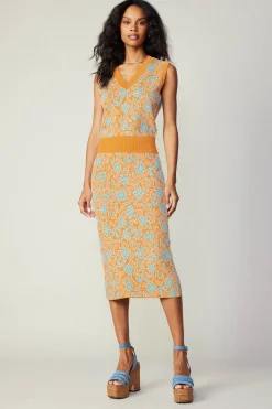 Current Air Floral Sweater Vest ORANGEMLT Fashion