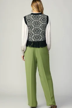 Current Air Floral Tassel Sweater Vest BLACK New