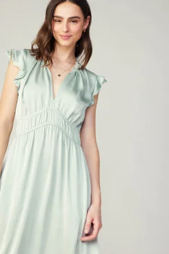 Current Air Florence Ruffled Midi Dress SILVERSAGE Sale