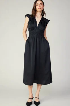 Current Air Florence Ruffled Midi Dress BLACK Sale