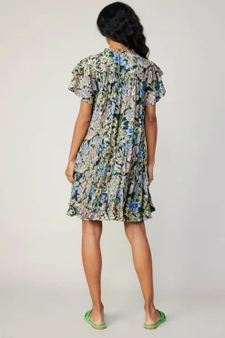 Current Air Flutter Sleeve Floral Print Dress FLORALMLT Fashion