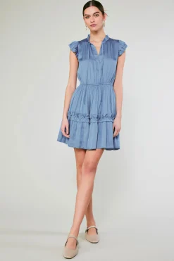 Current Air Flutter Sleeve Mini Dress DEEPPERIWINKLE Hot