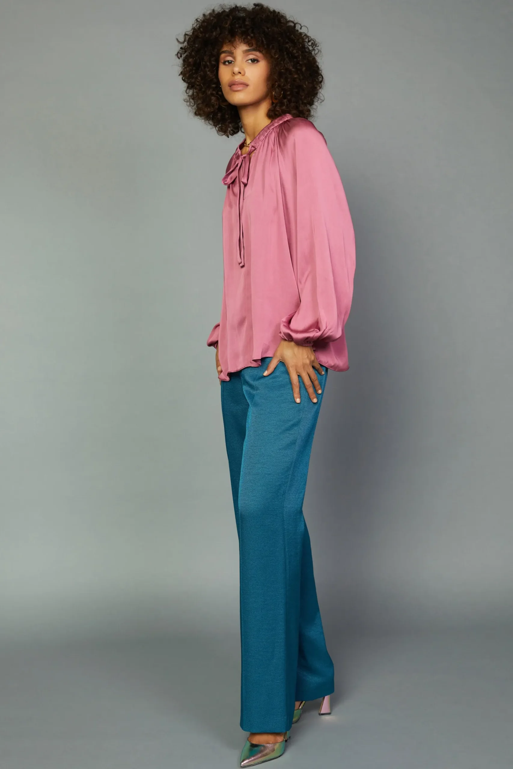 Current Air Gathered Bow Tie Blouse MULBERRY Online