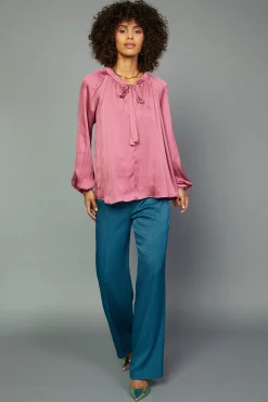 Current Air Gathered Bow Tie Blouse MULBERRY Online