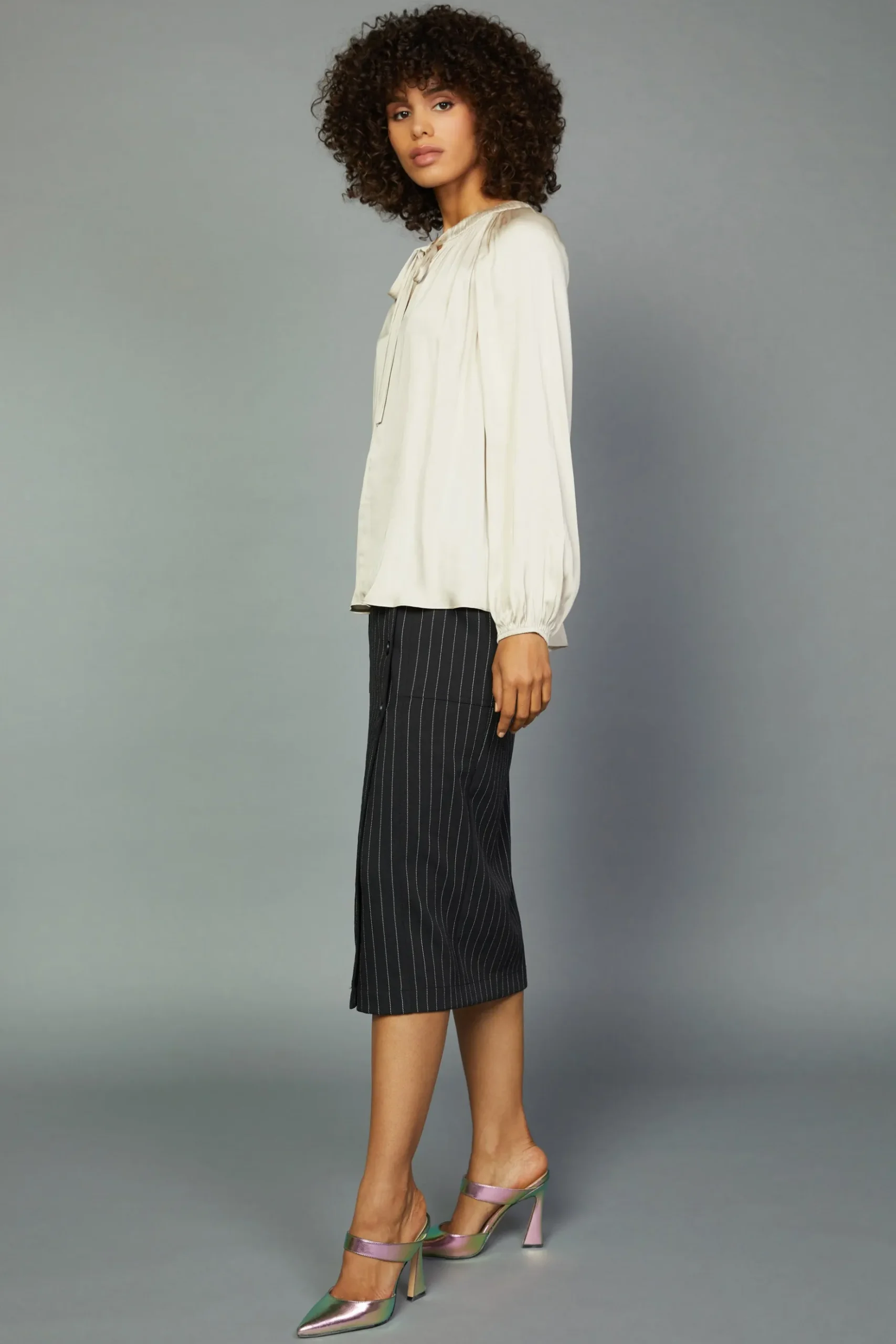 Current Air Gathered Bow Tie Blouse CREAM Best
