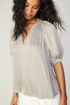 Current Air Gathered Neckline Blouse STONEGREY Outlet