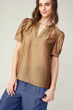 Current Air Gathered Sleeve Blouse LATTE Clearance