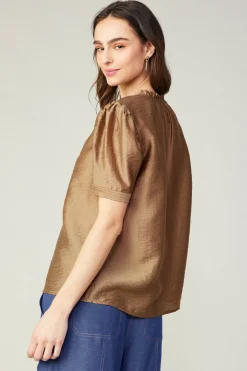 Current Air Gathered Sleeve Blouse LATTE Clearance