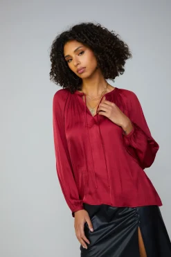 Current Air Gathered Splitneck Blouse RUBY Discount