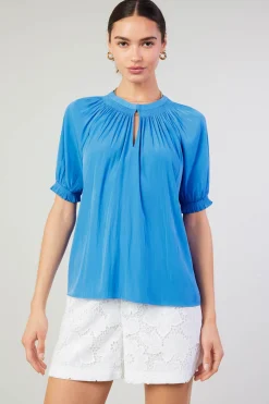 Current Air Gathered Yoke Blouse FADEDBLUE Online