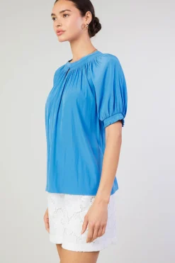 Current Air Gathered Yoke Blouse FADEDBLUE Online