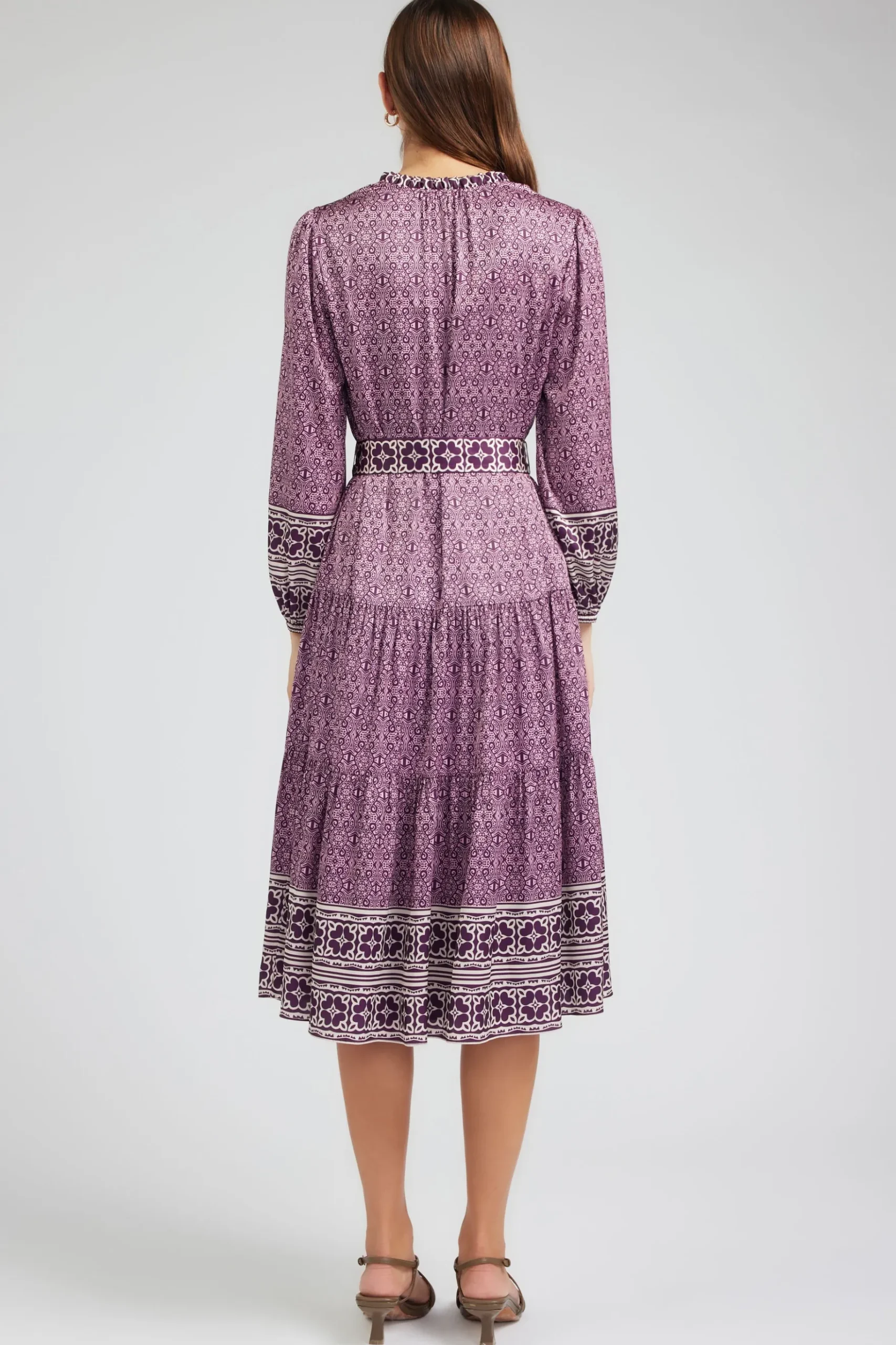 Current Air Geo Printed Belted Midi Dress PURPLEMLT Online