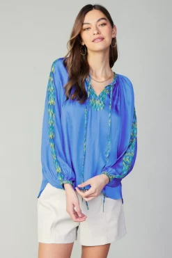 Current Air Geometric Patterned Blouse BLUE Fashion