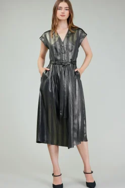 Current Air Glimmer Striped Midi Dress BLACKGOLD New