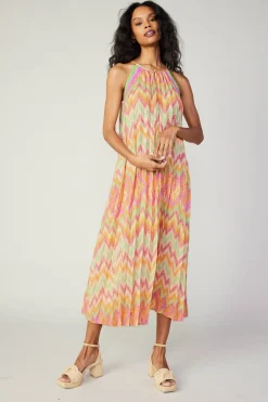 Current Air Gradient Chevron Midi Dress ORANGEMLT Outlet