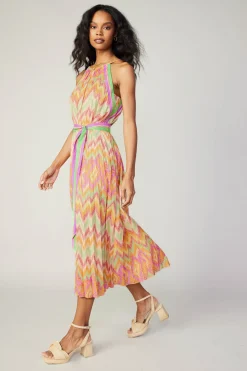 Current Air Gradient Chevron Midi Dress ORANGEMLT Outlet