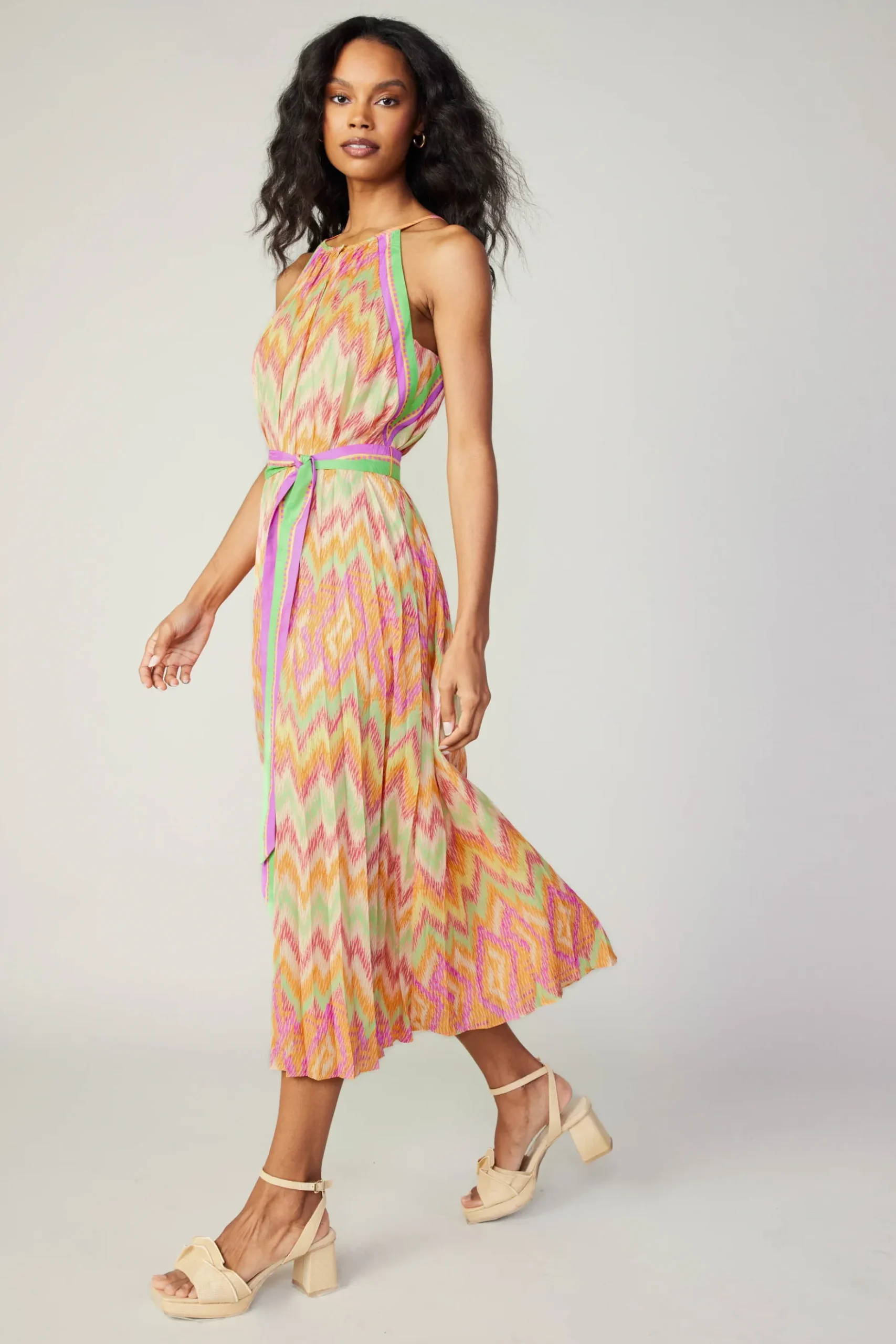 Current Air Gradient Chevron Midi Dress ORANGEMLT Outlet