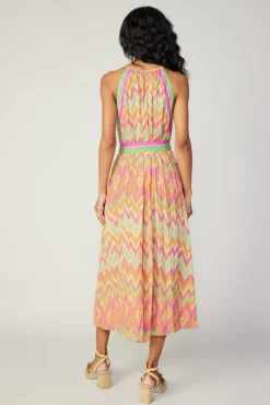 Current Air Gradient Chevron Midi Dress ORANGEMLT Outlet