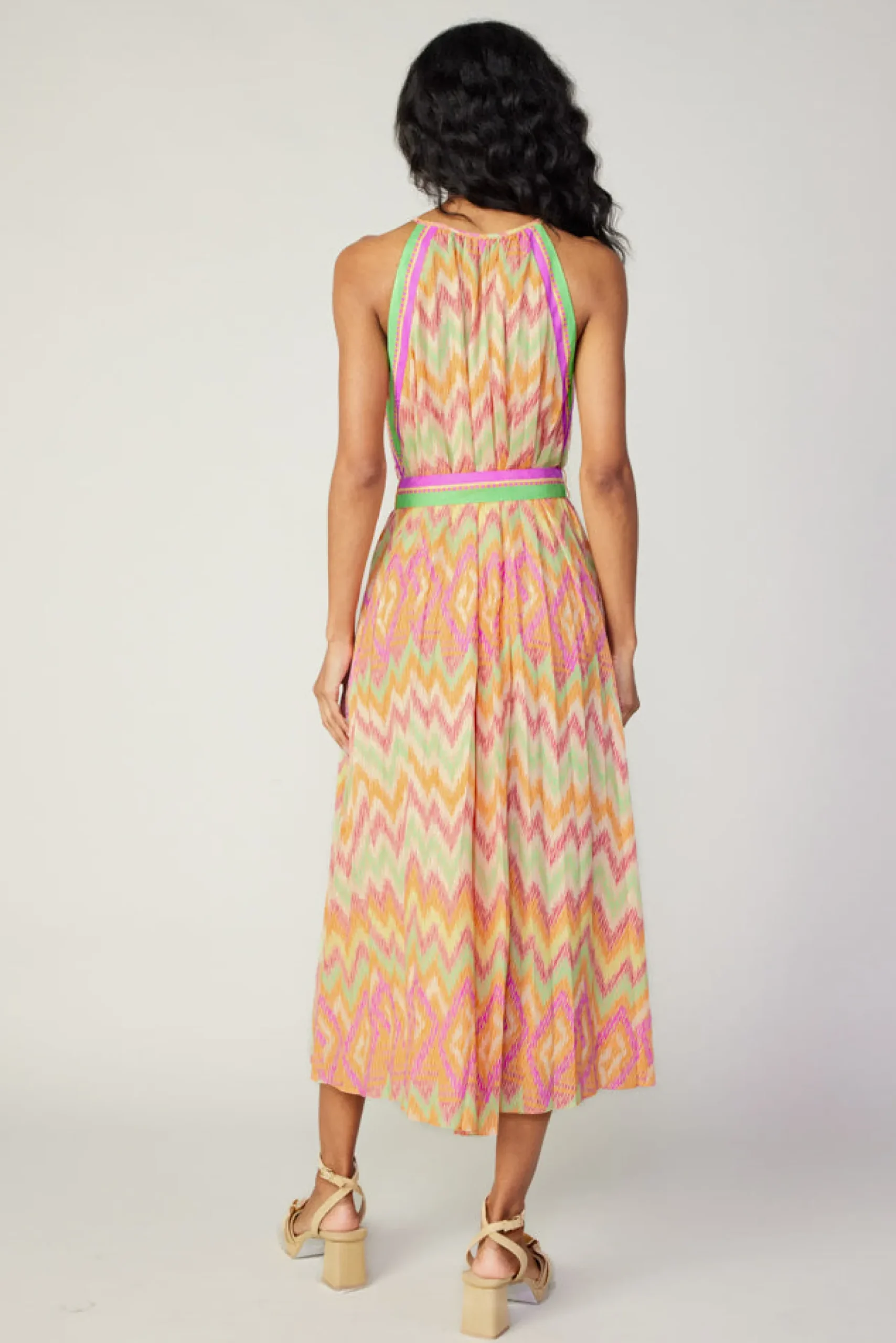 Current Air Gradient Chevron Midi Dress ORANGEMLT Outlet