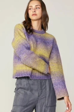 Current Air Gradient Sweater Top PURPLE-YELLOW Online