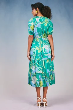Current Air Hana Botanical Midi Dress GREENFLORAL Discount