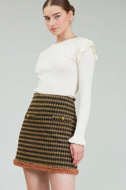 Current Air Houndstooth Mini Skirt MLT Discount
