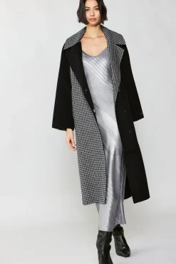 Current Air Houndstooth Oversized Wool Coat BLACK-HOUNDSTOOTH Clearance